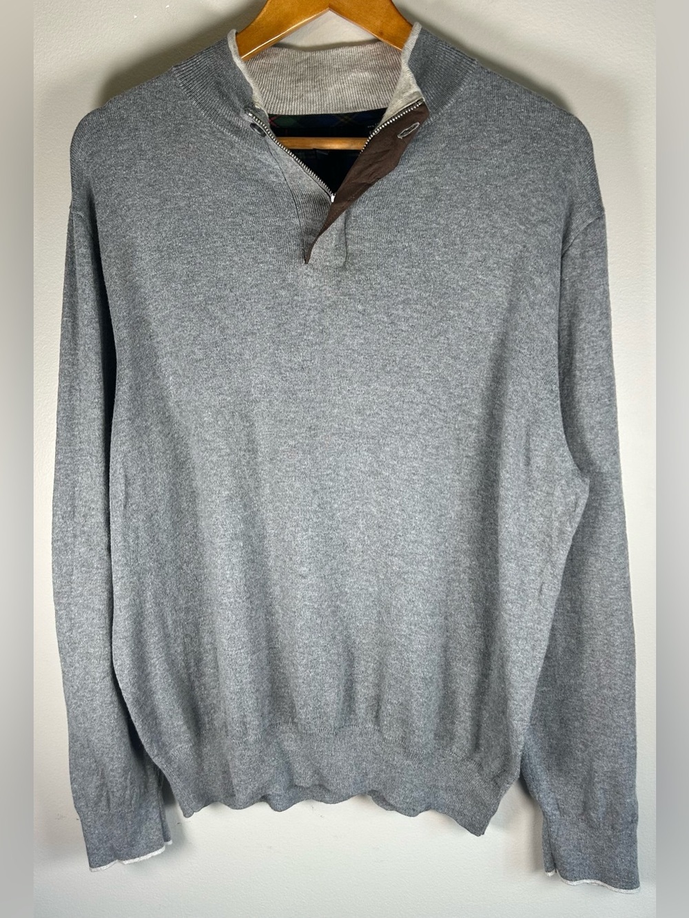 Viyella Men’s Pullover Sweater Cardigan Size L Elbow Pads Cotton Cashmere EUC